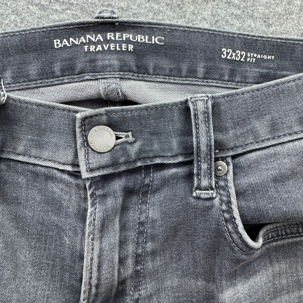 Banana Republic Traveler Jeans 32x29 Gray Straight Fit Stretch‎ Soft Denim